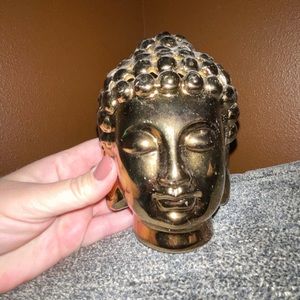 Buddha head figurine; gold